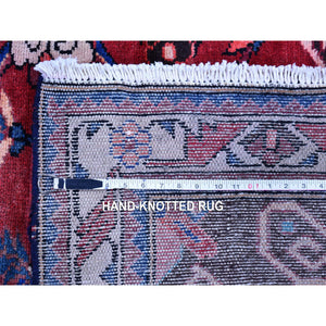 3'5"x9'7" Red Natural Wool New Persian Bakhtiar with Deer Figurines Hand Knotted Runner Oriental Rug FWR359160