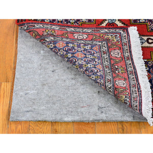3'x9'9" Red New Persian Bijar Wide Runner Natural Wool Geometric Design Hand Knotted Oriental Rug FWR359166