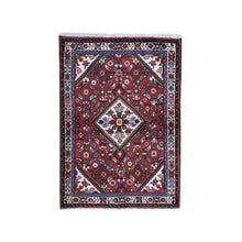 Load image into Gallery viewer, 3&#39;7&quot;x5&#39;1&quot; Red New Persian Hamadan with Geometric Design Pure Wool Hand Knotted Oriental Rug FWR359280