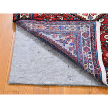 Load image into Gallery viewer, 3&#39;7&quot;x5&#39;1&quot; Red New Persian Hamadan with Geometric Design Pure Wool Hand Knotted Oriental Rug FWR359280
