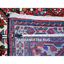Load image into Gallery viewer, 3&#39;7&quot;x5&#39;1&quot; Red New Persian Hamadan with Geometric Design Pure Wool Hand Knotted Oriental Rug FWR359280