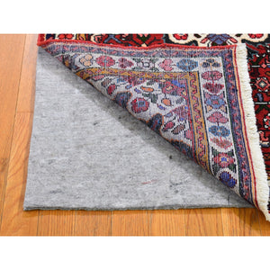 3'4"x4'9" Red New Persian Hamadan Flower Medallion Pure Wool Hand Knotted Oriental Rug FWR359298