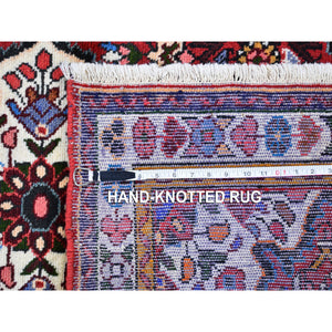 3'4"x4'9" Red New Persian Hamadan Flower Medallion Pure Wool Hand Knotted Oriental Rug FWR359298