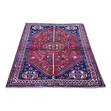 Load image into Gallery viewer, 3&#39;5&quot;x5&#39;4&quot; Red New Persian Shiraz Geometric Design Pure Wool Hand Knotted Oriental Rug FWR359328