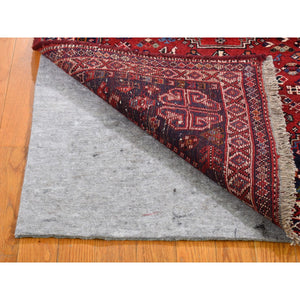 3'5"x5'4" Red New Persian Shiraz Geometric Design Pure Wool Hand Knotted Oriental Rug FWR359328