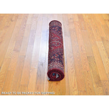 Load image into Gallery viewer, 3&#39;5&quot;x5&#39;4&quot; Red New Persian Shiraz Geometric Design Pure Wool Hand Knotted Oriental Rug FWR359328