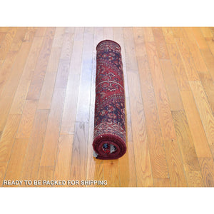 3'5"x5'4" Red New Persian Shiraz Geometric Design Pure Wool Hand Knotted Oriental Rug FWR359328