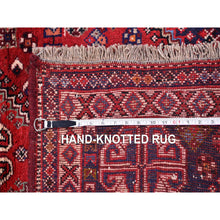 Load image into Gallery viewer, 3&#39;5&quot;x5&#39;4&quot; Red New Persian Shiraz Geometric Design Pure Wool Hand Knotted Oriental Rug FWR359328