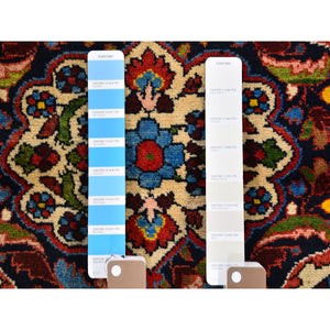 3'6"x4'10" New Persian Malayer Ivory with a Flower Medallion Pure Wool Hand Knotted Oriental Rug FWR359376
