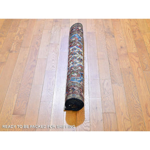 3'6"x4'10" New Persian Malayer Ivory with a Flower Medallion Pure Wool Hand Knotted Oriental Rug FWR359376