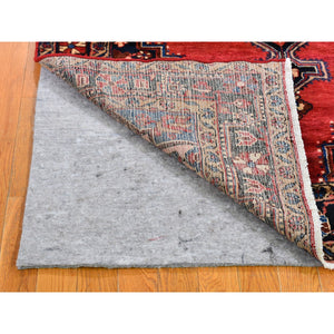4'3"x6'9" New Persian Hamadan with Classic Open Field Geometric Medallion Pure Wool Hand Knotted Oriental Rug FWR359394