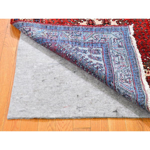 3'7"x5' Red Vintage Persian Sarouk Mir Good Condition Repetitive Design with Geometric Pure Wool Hand Knotted Oriental Rug FWR359424