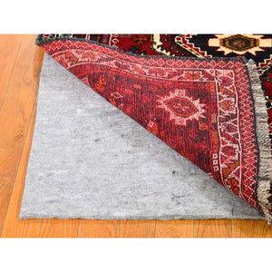 3'10"x5'5" Red Hand Knotted Double Medallion Design Pure Wool New Persian Shiraz Oriental Rug FWR359466