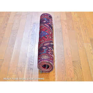 3'5"x4'9" Red New Persian Shiraz Animal Figurines Natural Wool Hand Knotted Oriental Rug FWR359574