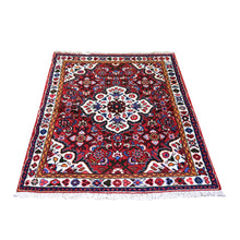 Load image into Gallery viewer, 3&#39;3&quot;x4&#39;7&quot; Red New Persian Hamadan Flower Medallion Design Hand Knotted Oriental Rug FWR359592