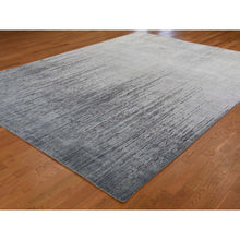 Load image into Gallery viewer, 9&#39;x12&#39; Gray Vertical Ombre Design Pure Silk with Textured Wool Hand Knotted Oriental Rug FWR359682