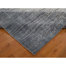Load image into Gallery viewer, 9&#39;x12&#39; Gray Vertical Ombre Design Pure Silk with Textured Wool Hand Knotted Oriental Rug FWR359682