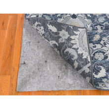 Load image into Gallery viewer, 3&#39;x10&#39;2&quot; Gray Silk with Textured Wool Palmette Motif Hand Knotted Wide Runner Oriental Rug FWR359712