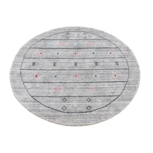 Load image into Gallery viewer, 4&#39;1&quot;x4&#39;1&quot; Gray Wool and Silk Hand Loomed Gabbeh Round Oriental Rug FWR359796
