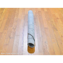 Load image into Gallery viewer, 4&#39;1&quot;x4&#39;1&quot; Gray Wool and Silk Hand Loomed Gabbeh Round Oriental Rug FWR359796