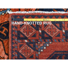 Load image into Gallery viewer, 3&#39;2&quot;x4&#39;10&quot; Brick Red Afghan Ersari With Elephant Feet Design Organic Wool Hand Knotted Oriental Rug FWR360000