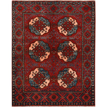Load image into Gallery viewer, 3&#39;5&quot;x4&#39;4&quot; Pure Wool Copper Red Color Afghan Ersari With Elephant Feet Design Hand Knotted Oriental Rug FWR360012