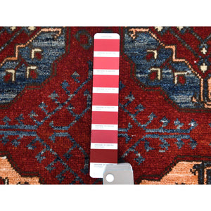 3'5"x4'4" Pure Wool Copper Red Color Afghan Ersari With Elephant Feet Design Hand Knotted Oriental Rug FWR360012