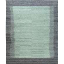 Load image into Gallery viewer, 12&#39;x15&#39; Oversize Light Green With Nomadic Design Flat Weave Kilim Pure Wool Hand Woven Reversible Oriental Rug FWR360120