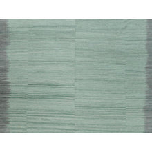 Load image into Gallery viewer, 12&#39;x15&#39; Oversize Light Green With Nomadic Design Flat Weave Kilim Pure Wool Hand Woven Reversible Oriental Rug FWR360120