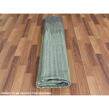 Load image into Gallery viewer, 9&#39;3&quot;x12&#39;1&quot; Hand Woven Nomadic Design Light Green Flat Weave Kilim Natural Wool Reversible Oriental Rug FWR360132