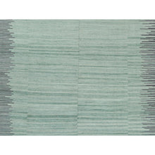 Load image into Gallery viewer, 8&#39;2&quot;x10&#39;1&quot; Hand Woven Light Green Nomadic Design Flat Weave Kilim Handspun Wool Reversible Oriental Rug FWR360150