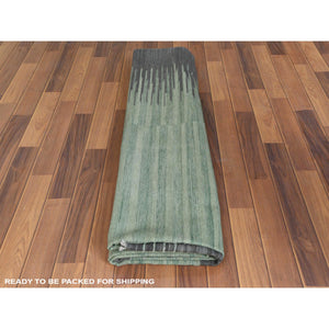 8'2"x10'1" Hand Woven Light Green Nomadic Design Flat Weave Kilim Handspun Wool Reversible Oriental Rug FWR360150