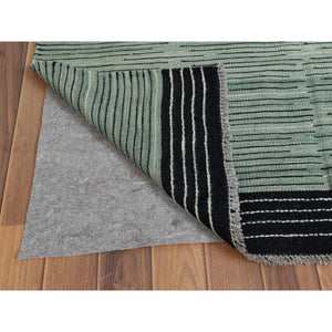 8'2"x10'1" Hand Woven Flat Weave Nomadic Stripe Design Kilim Organic Wool Reversible Oriental Rug FWR360186