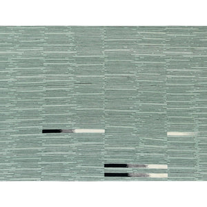 10'2"x14' Light Green Nomadic Stripe Design Flat Weave Kilim Organic Wool Hand Woven Reversible Oriental Rug FWR360210