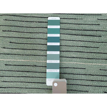 Load image into Gallery viewer, 10&#39;2&quot;x14&#39; Light Green Nomadic Stripe Design Flat Weave Kilim Organic Wool Hand Woven Reversible Oriental Rug FWR360210