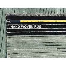 Load image into Gallery viewer, 10&#39;2&quot;x14&#39; Light Green Nomadic Stripe Design Flat Weave Kilim Organic Wool Hand Woven Reversible Oriental Rug FWR360210