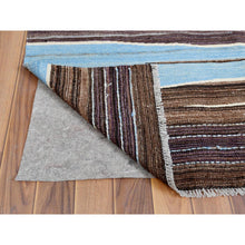 Load image into Gallery viewer, 9&#39;6&quot;x12&#39; Hand Woven Brown And Blue Mountain Design Flat Weave Kilim Handspun Wool Reversible Oriental Rug FWR360216