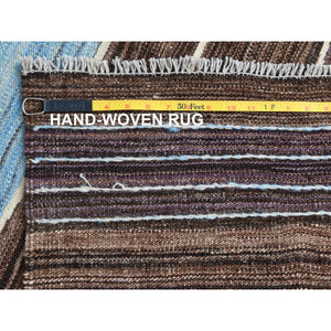 9'6"x12' Hand Woven Brown And Blue Mountain Design Flat Weave Kilim Handspun Wool Reversible Oriental Rug FWR360216