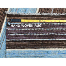 Load image into Gallery viewer, 8&#39;2&quot;x10&#39;1&quot; Organic Wool Hand Woven Brown And Blue Mountain Design Flat Weave Kilim Reversible Oriental Rug FWR360228