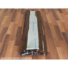Load image into Gallery viewer, 8&#39;3&quot;x10&#39;2&quot; Brown And Blue Mountain Design Flat Weave Kilim Natural Wool Reversible Hand Woven Oriental Rug FWR360234