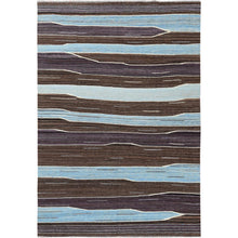 Load image into Gallery viewer, 6&#39;3&quot;x9&#39; Hand Woven Flat Weave Kilim Brown And Blue Mountain Design Pure Wool Reversible Oriental Rug FWR360240