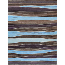 Load image into Gallery viewer, 10&#39;5&quot;x14&#39; Handspun Wool Flat Weave Brown And Blue Mountain Design Kilim Hand Woven Reversible Oriental Rug FWR360252