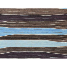 Load image into Gallery viewer, 10&#39;5&quot;x14&#39; Handspun Wool Flat Weave Brown And Blue Mountain Design Kilim Hand Woven Reversible Oriental Rug FWR360252