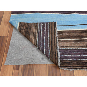 10'5"x14' Handspun Wool Flat Weave Brown And Blue Mountain Design Kilim Hand Woven Reversible Oriental Rug FWR360252