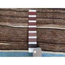 Load image into Gallery viewer, 10&#39;5&quot;x14&#39; Handspun Wool Flat Weave Brown And Blue Mountain Design Kilim Hand Woven Reversible Oriental Rug FWR360252