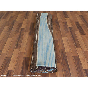 10'5"x14' Handspun Wool Flat Weave Brown And Blue Mountain Design Kilim Hand Woven Reversible Oriental Rug FWR360252