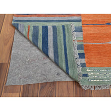 Load image into Gallery viewer, 6&#39;3&quot;x9&#39;2&quot; Hand Woven Sunburst And Stripes Design Flat Weave Kilim Organic Wool Reversible Oriental Rug FWR360288
