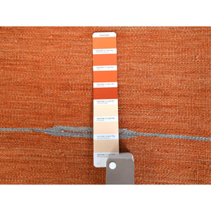 6'3"x9'2" Hand Woven Sunburst And Stripes Design Flat Weave Kilim Organic Wool Reversible Oriental Rug FWR360288