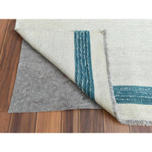 Load image into Gallery viewer, 10&#39;8&quot;x14&#39; Hand Woven Aquamarine Stripe Design Flat Weave Kilim Pure Wool Reversible Oriental Rug FWR360318