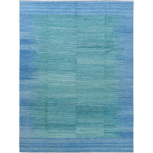 Load image into Gallery viewer, 9&#39;1&quot;x12&#39; THE AQUAMARINE Hand Woven Flat Weave Kilim Natural Wool Reversible Oriental Rug FWR360516